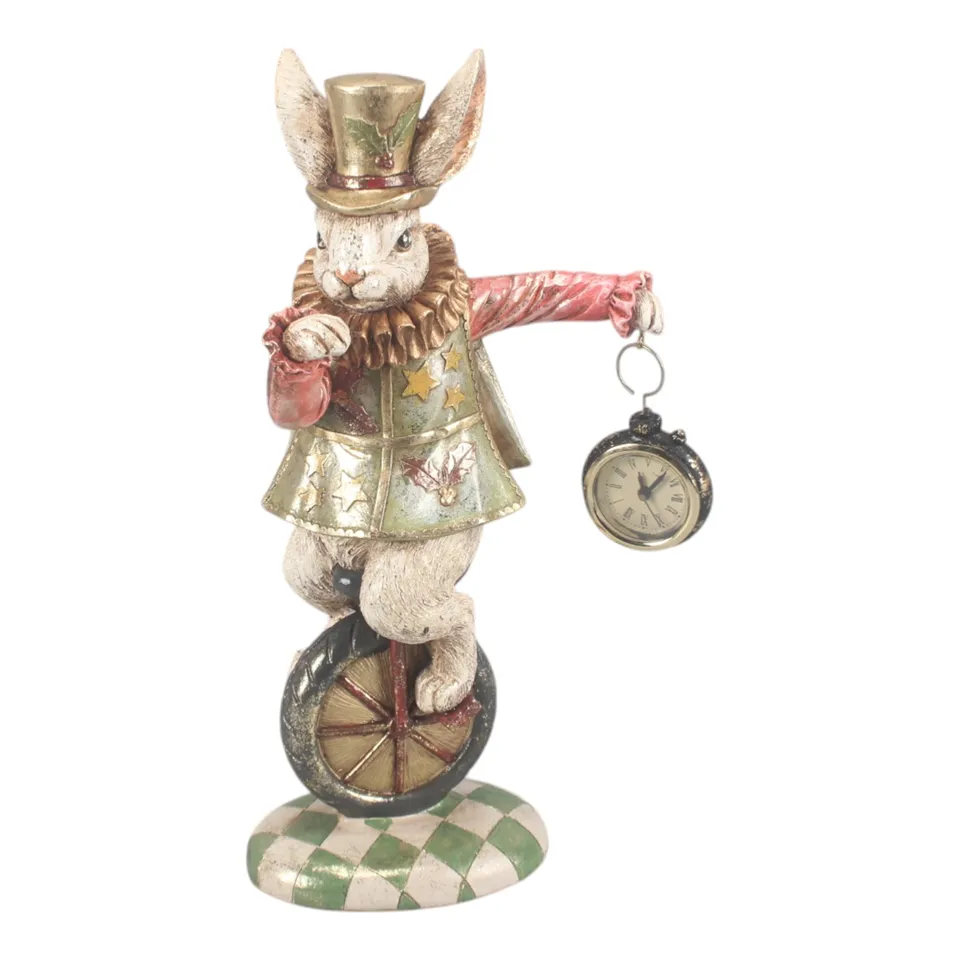 Iepure cu ceas din rășină, 33 cm