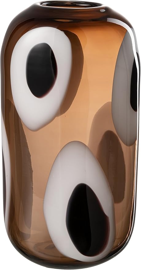 Vază Izzy din sticlă albă/maro, mărime L (16x13x37 cm)