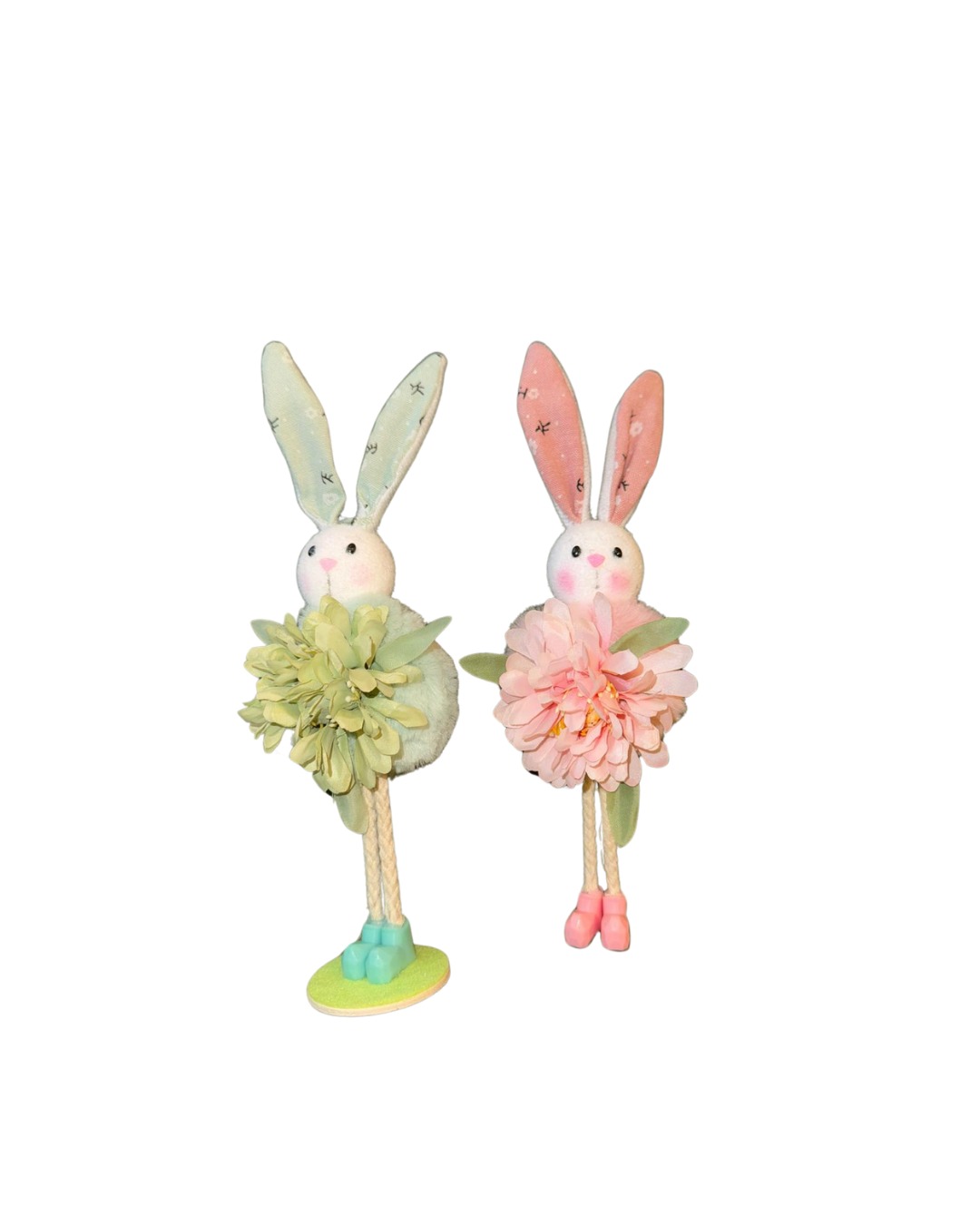 Iepuri roz/verde H 22 cm