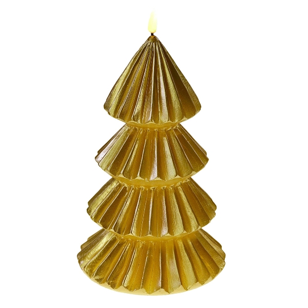 Lumânare LED cu flacără 3D, auriu - 14,5 x 26 cm