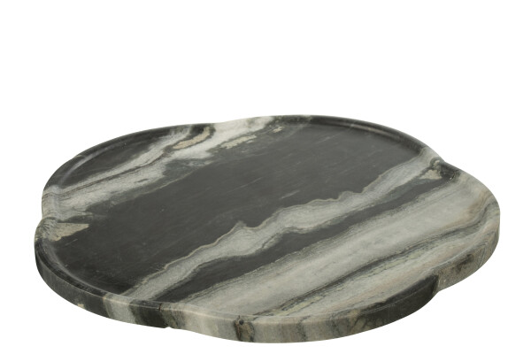 Plată rotativă de servire din marmură, negru/gri (40x40x5 cm)