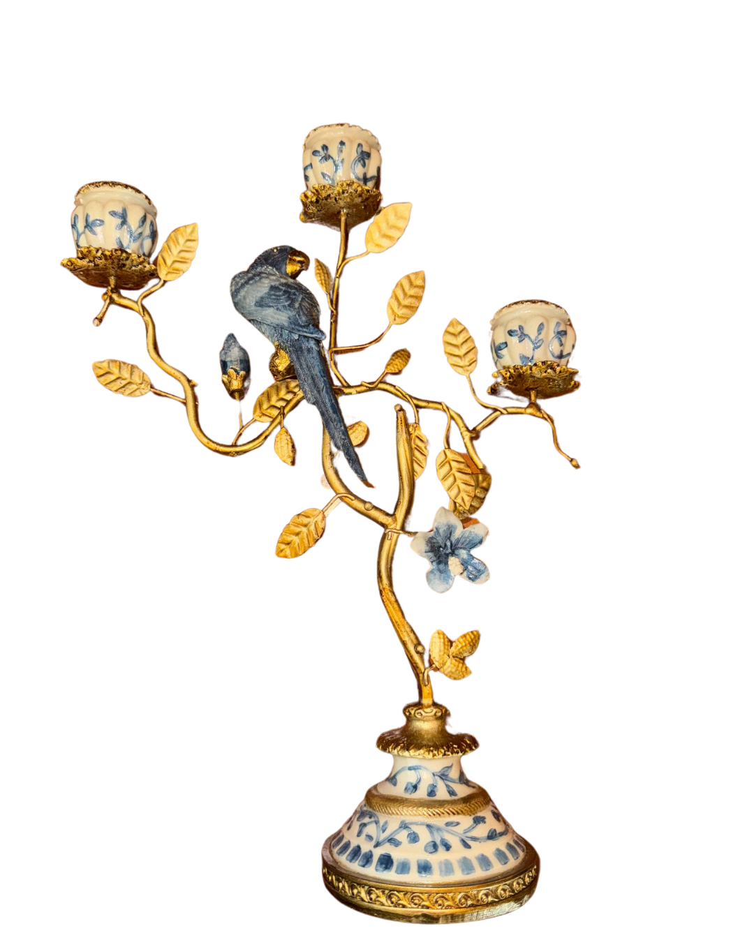 Suport pentru lumânare papagal din rășină, 32 cm