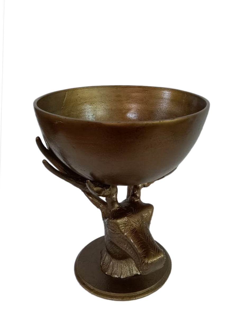 Bol pentru fructe din bronz antichizat „Cerf”, D25x30 cm