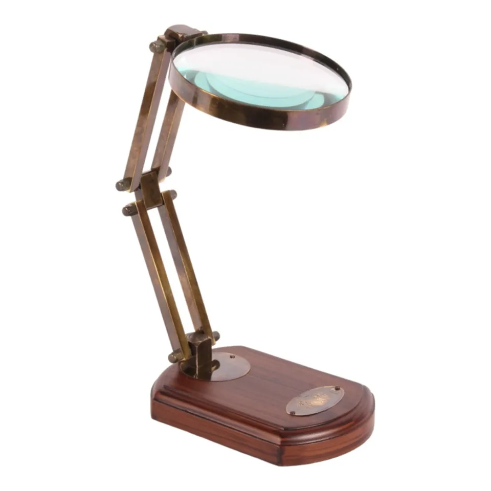 Lupă din lemn și alamă, 25 cm