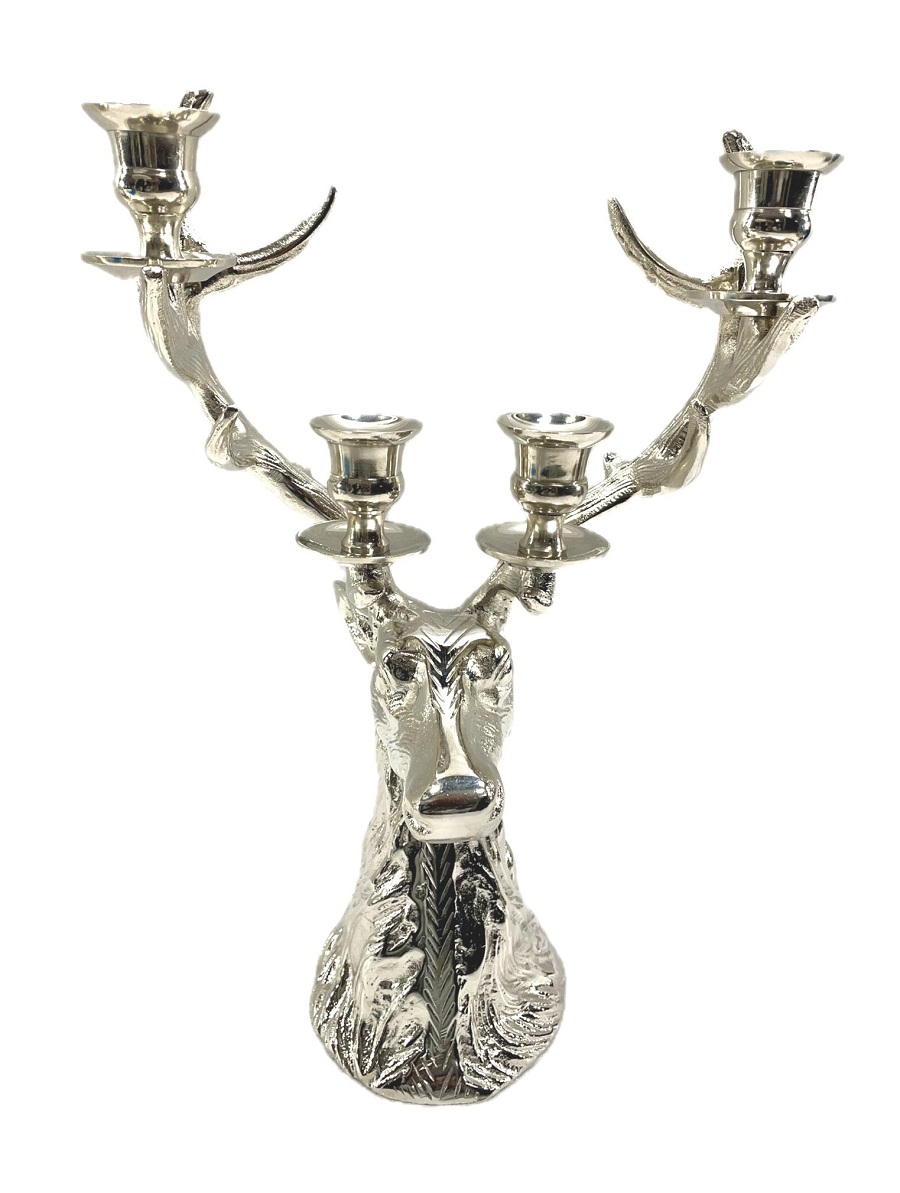 Sfesnic cu cap de ren, din nichel, 30x17,5x42 cm