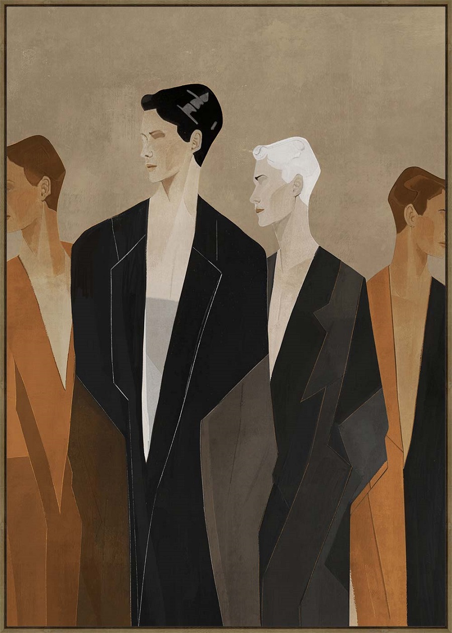 Tablou înrămat „Models”, maro/negru, 100x140 cm