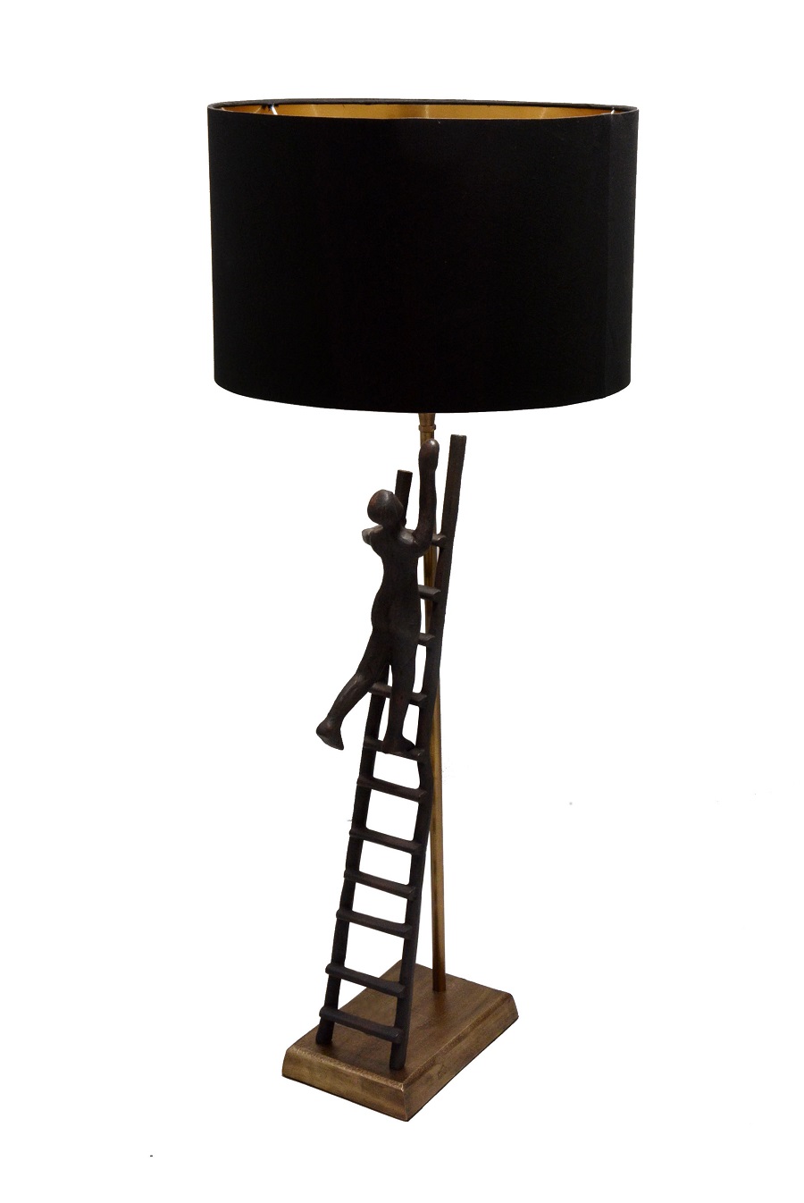 Lampă „Library”, negru/auriu antichizat, cu abajur negru-auriu, înălțime 66 cm