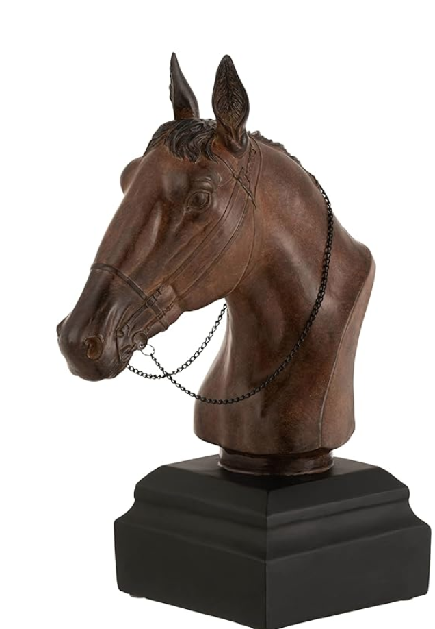 Cap de cal decorativ din rășină maro (24x14,5x35,5 cm)