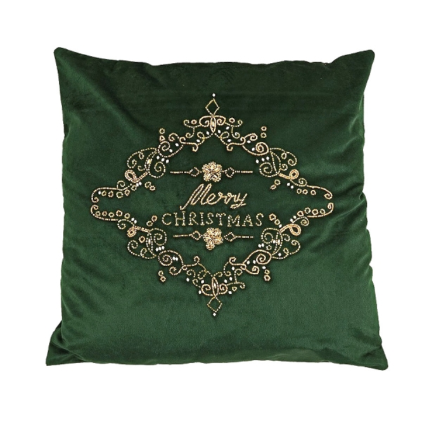 Pernă „Merry Christmas”, verde - 50 x 50 cm